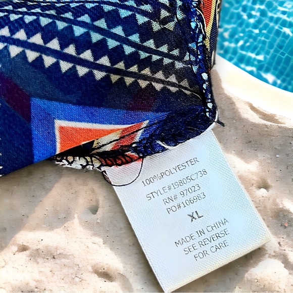 Miken Womens Chevron-Print Chiffon Dress Swim Cover-Up (XL) - Picture 5 of 5